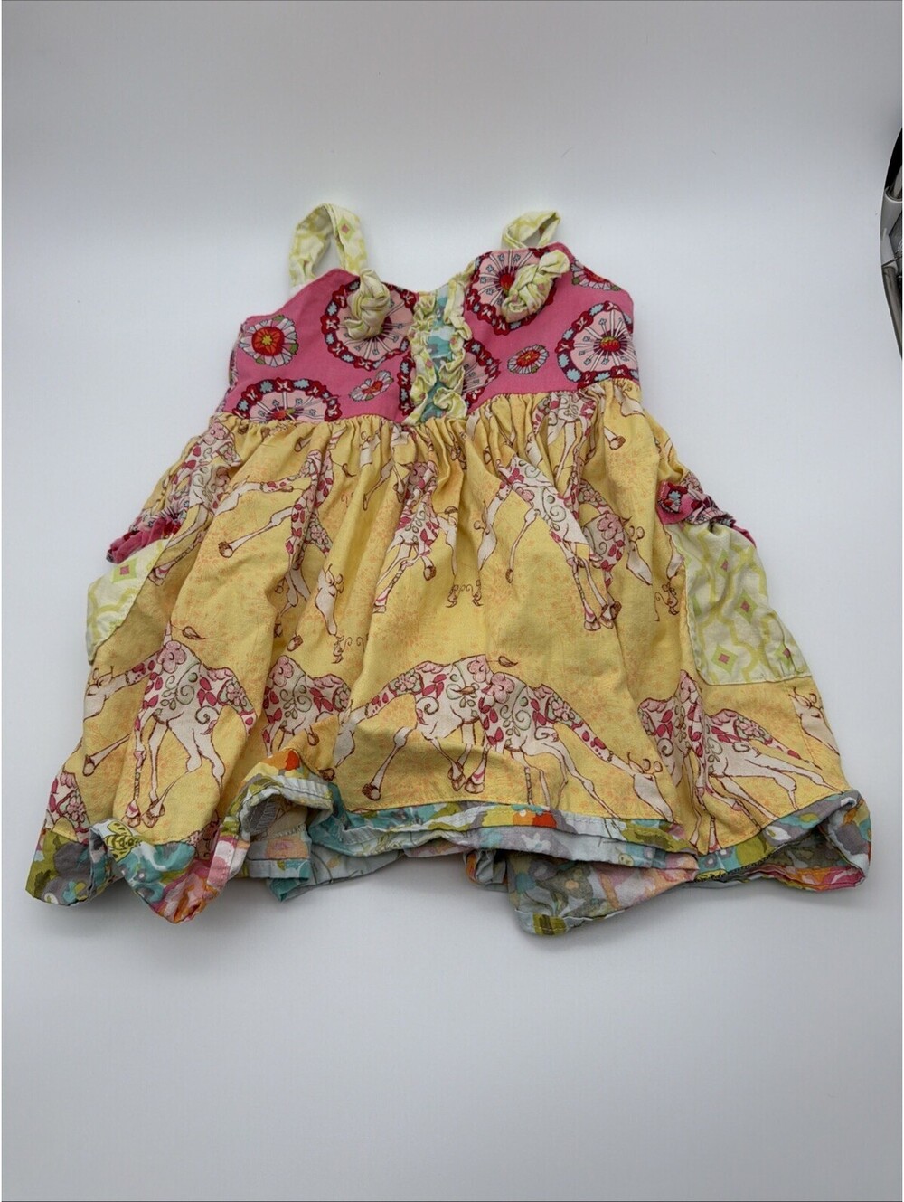 SweetHoney Girls Knot Dress Cotton Size 2t Giraffs Fair Circus